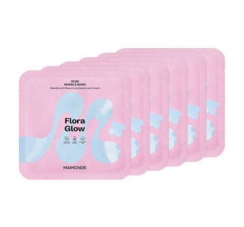 6 x Mamonde Flora Glow Rose Marble Mask Sheet 36g from Korea