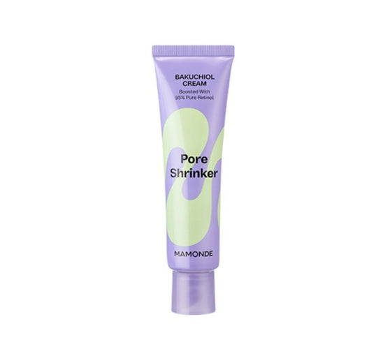 Purple tube of Mamonde Pore Shrinker cream on a white background
