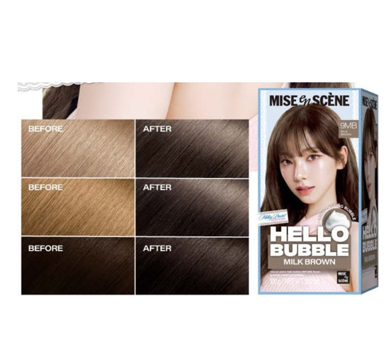 Mise-en-scene New Hello Bubble Foam Hair Color (9MB Milk Brown) 100g from Korea