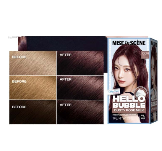 2 x Mise-en-scene New Hello Bubble Foam Hair Color (10DR Dusty Rose Milk) 100g from Korea