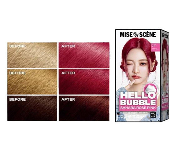 3 x Mise-en-scene New Hello Bubble Foam Hair Color (7P Sahara Rose Pink) 100g from Korea