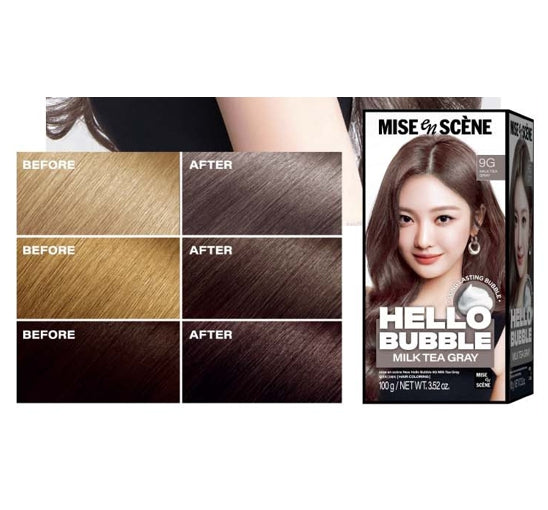 Mise-en-scene New Hello Bubble Foam Hair Color (9G Milk Tea Grey) 100g from Korea
