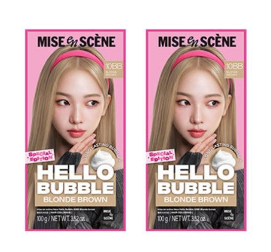 2 x Mise-en-scene New Hello Bubble Foam Hair Color (10BB Blonde Brown) 100g from Korea