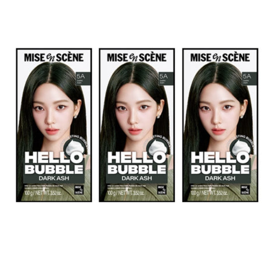 3 x Mise-en-scene New Hello Bubble Foam Hair Color (5A Dark Ash) 100g from Korea