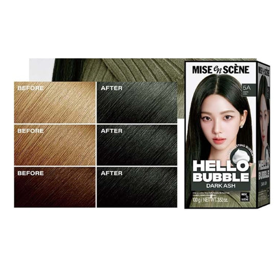 2 x Mise-en-scene New Hello Bubble Foam Hair Color (5A Dark Ash) 100g from Korea