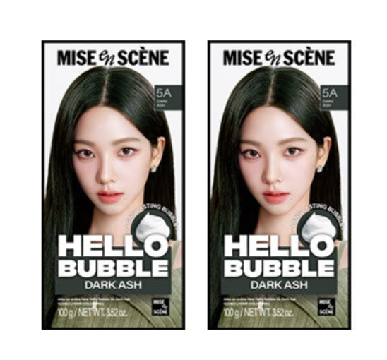 2 x Mise-en-scene New Hello Bubble Foam Hair Color (5A Dark Ash) 100g from Korea