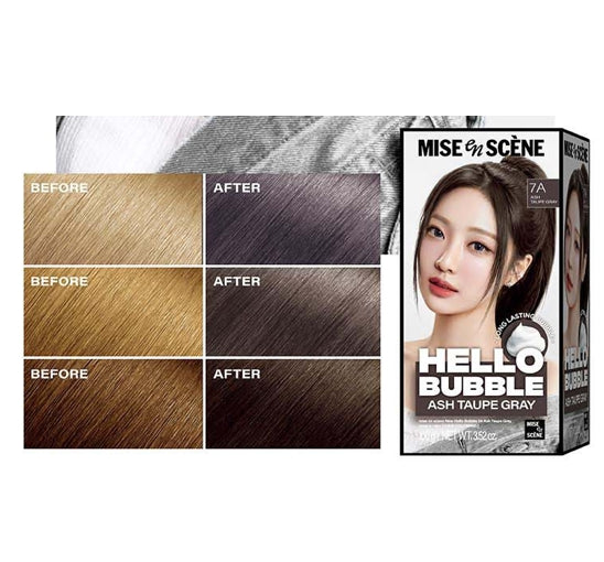 2 x Mise-en-scene New Hello Bubble Foam Hair Color 7A Ash Taupe Grey 100g from Korea