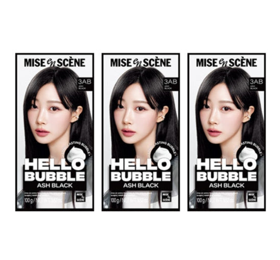 3 x Mise-en-scene New Hello Bubble Foam Hair Color (3AB Ash Black) 100g from Korea