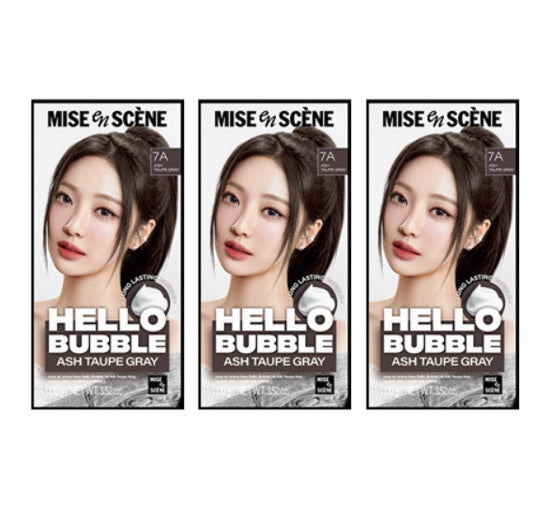 3 x Mise-en-scene New Hello Bubble Foam Hair Color 7A Ash Taupe Grey 100g from Korea