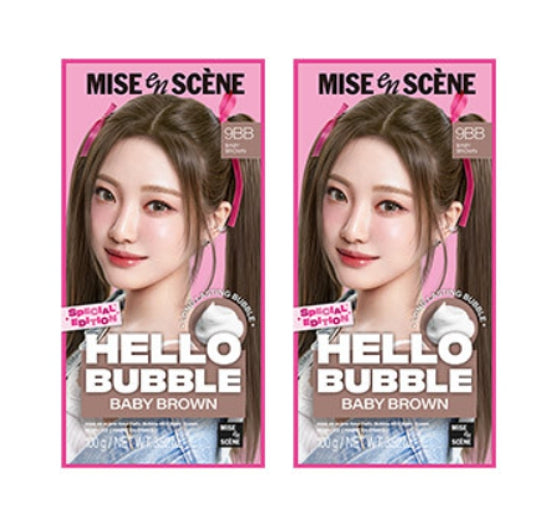 2 x Mise-en-scene New Hello Bubble Foam Hair Color (9BB Baby Brown) 100g from Korea