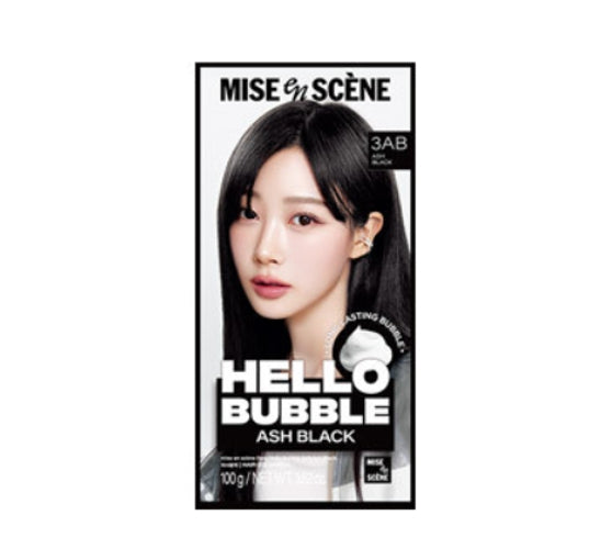 Mise-en-scene New Hello Bubble Foam Hair Color (3AB Ash Black) 100g from Korea