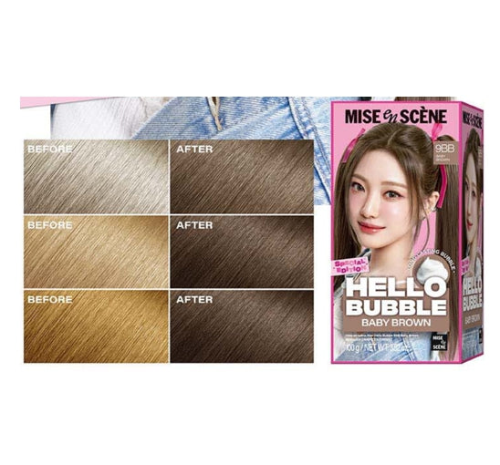 Mise-en-scene New Hello Bubble Foam Hair Color (9BB Baby Brown) 100g from Korea