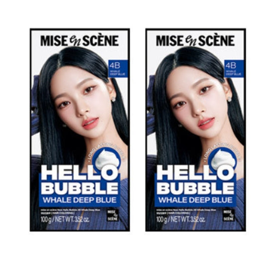 2 x Mise-en-scene New Hello Bubble Foam Hair Color (4B Whale Deep Blue) 100g