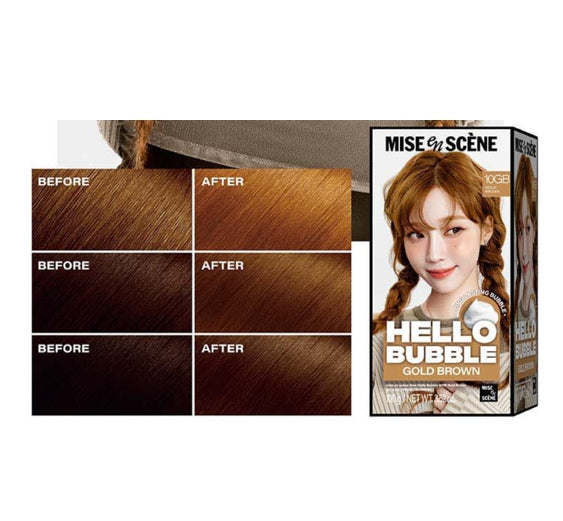 2 x Mise-en-scene New Hello Bubble Foam Hair Color (10GB Gold Brown) 100g from Korea