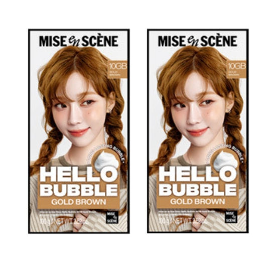 2 x Mise-en-scene New Hello Bubble Foam Hair Color (10GB Gold Brown) 100g from Korea