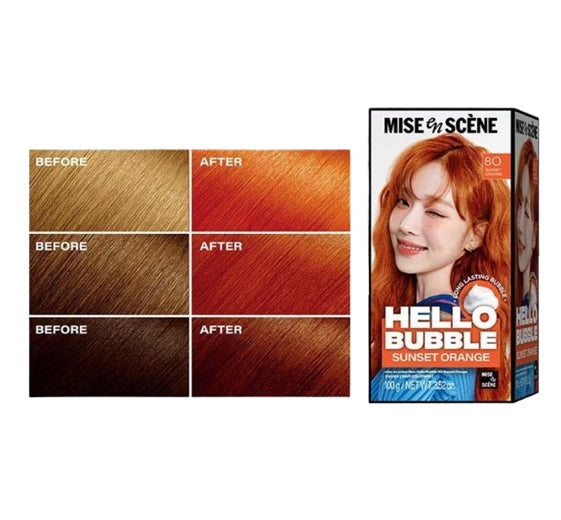 3 x Mise-en-scene New Hello Bubble Foam Hair Color (8O Sunset Orange) 100g from Korea
