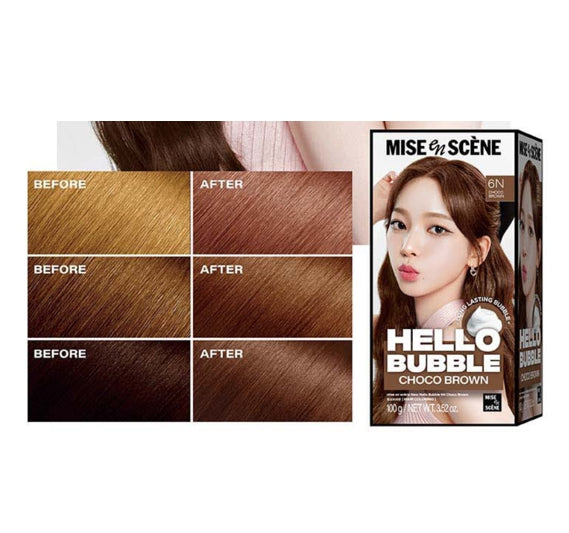 3 x Mise-en-scene New Hello Bubble Foam Hair Color (6N Choco Brown) 100g from Korea