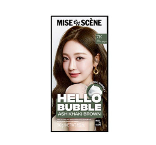 Mise-en-scene New Hello Bubble Foam Hair Color (7K Ash Khaki Brown) 100g from Korea