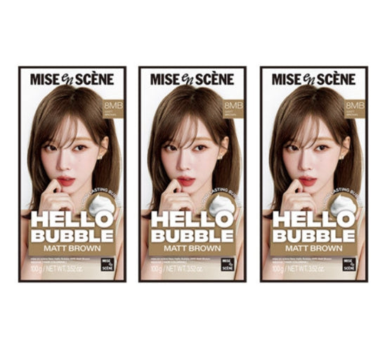 3 x Mise-en-scene New Hello Bubble Foam Hair Color (8MB Matte Brown) 100g from Korea
