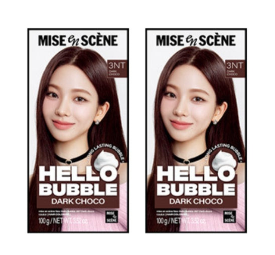 2 x Mise-en-scene New Hello Bubble Foam Hair Color (3NT Dark Choco) 100g from Korea