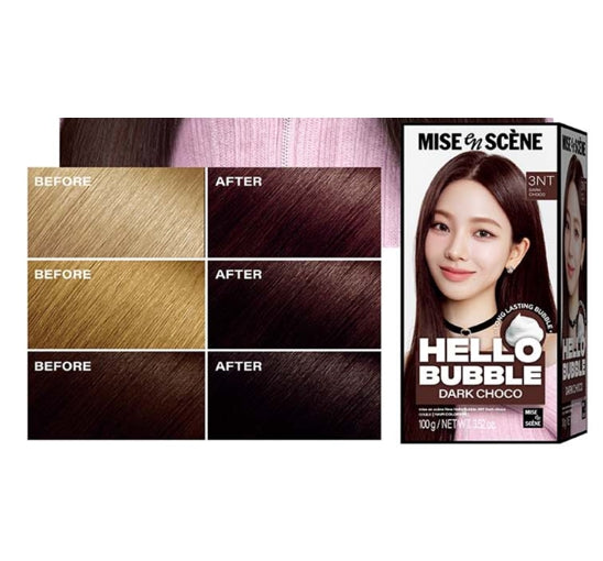 Mise-en-scene New Hello Bubble Foam Hair Color (3NT Dark Choco) 100g from Korea