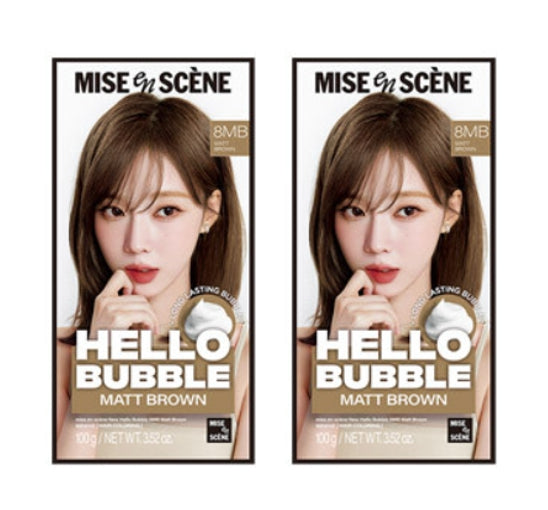 2 x Mise-en-scene New Hello Bubble Foam Hair Color (8MB Matte Brown) 100g from Korea