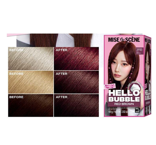 Mise-en-scene New Hello Bubble Foam Hair Color (3RB Red Brown) 100g from Korea
