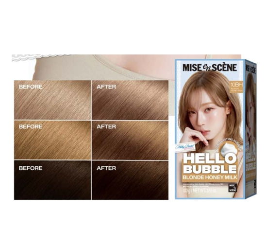 2 x Mise-en-scene New Hello Bubble Foam Hair Color (10BH Blonde Honey Milk) 100g from Korea