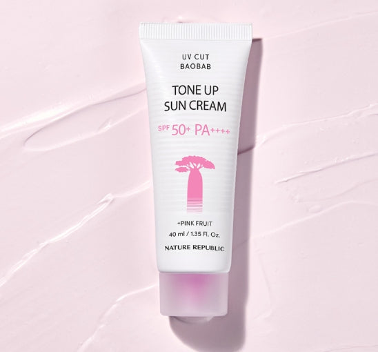 2 x NATURE REPUBLIC UV Cut Baobab Tone Up Sun Cream SPF50+ PA++++ 40ml from Korea