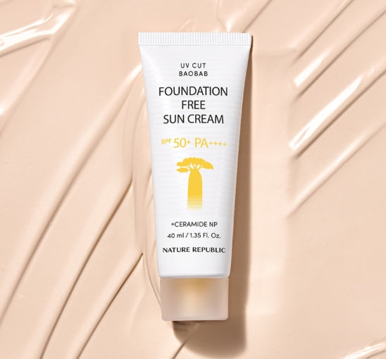 2 x NATURE REPUBLIC UV Cut Baobab Foundation Free Sun Cream SPF50+ PA++++ 40ml from Korea