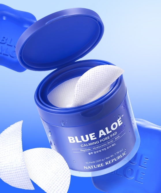 NATURE REPUBLIC Blue Aloe Calming Pore Pad 70 Pads from Korea