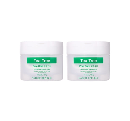 2 X NATURE REPUBLIC Good Skin Tea Tree Ampoule Toner Pads(50 Sheets) from Korea