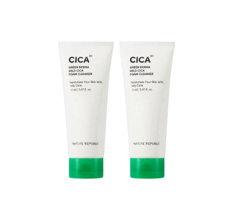 2 X NATURE REPUBLIC Green Derma Mild Cica Foaam Cleanser 150ml from Korea