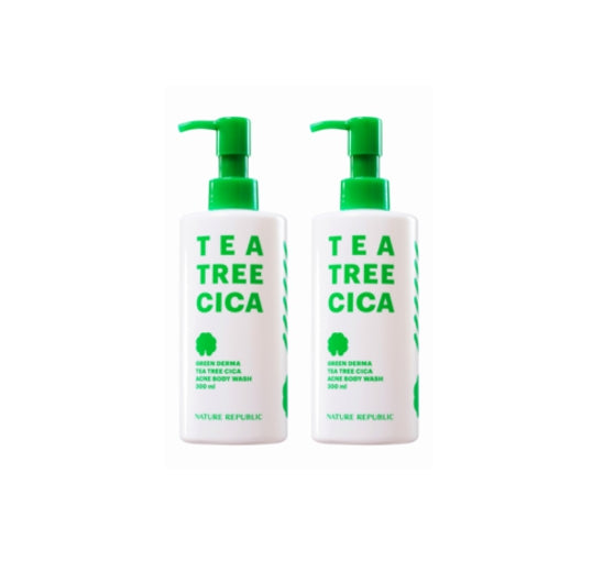 2 X NATURE REPUBLIC Green Derma Tea Tree Cica Acne Body Wash 300ml from Korea