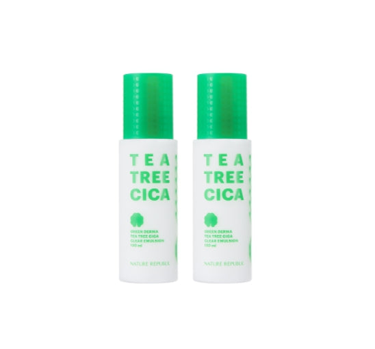 2 X NATURE REPUBLIC Green Derma Tea Tree Cica Clear Emulsion (for acne-prone skin) 130ml from Korea