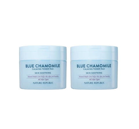 2 X NATURE REPUBLIC Natural Made Blue Chamomile Calming Toner Pad (50 Sheets) from Korea