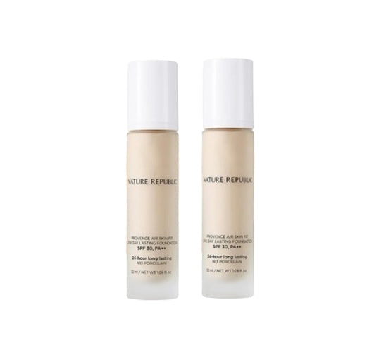 2 X NATURE REPUBLIC Provence Air Skin Fit One Day Lasting Foundation SPF30PA++ (N13 Porcelain) 32ml  from Korea