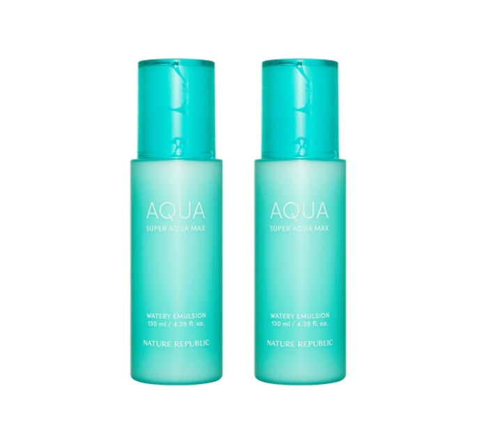 2 x NATURE REPUBLIC Super Aqua Max Watery Emulsion 130ml from Korea