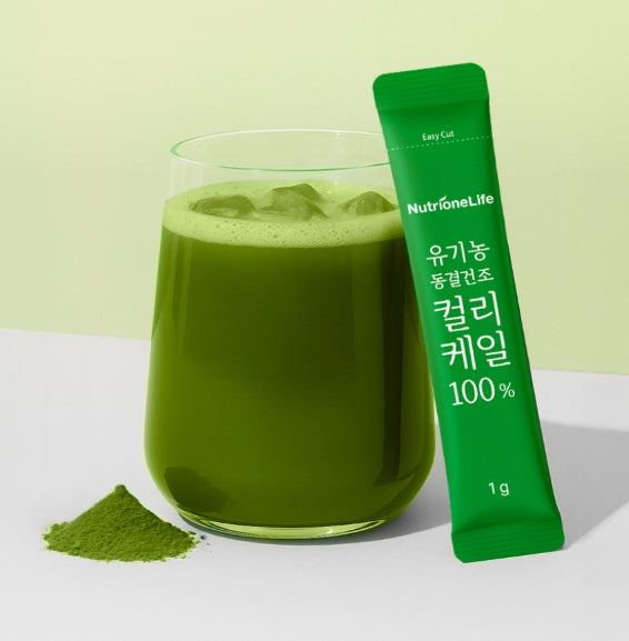 3 x NutrioneLife 100% Organic Freeze-Dried Curly Kale Powder (1 g x 30 Sticks, 1 Month Supply) from Korea
