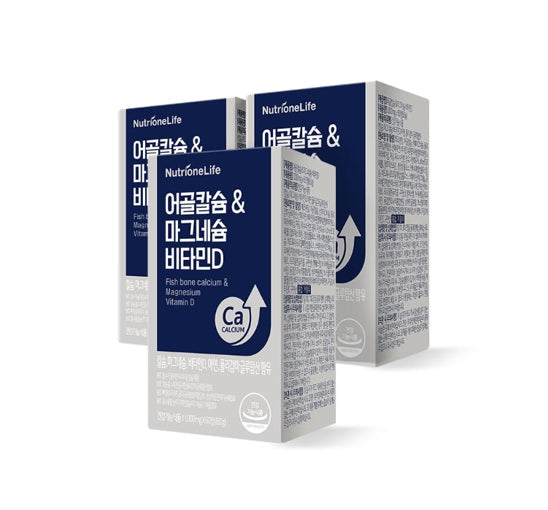 3 x NutrioneLife Fish Bone Calcium & Magnesium Vitamin D (60 Tablets) from Korea
