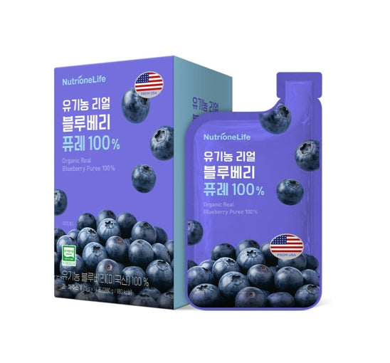 NutrioneLife Organic Real Blueberry Puree 100% (20g x 14 pouches) from Korea