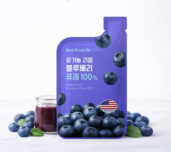NutrioneLife Organic Real Blueberry Puree 100% (20g x 14 pouches) from Korea