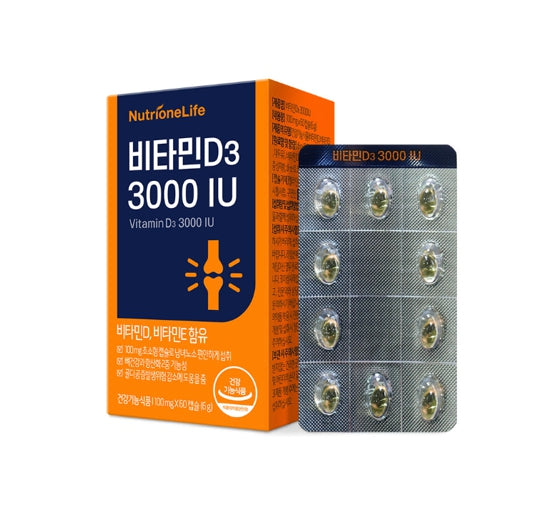 NutrioneLife Vitamin D3 3000IU 6g (60 Capsules) from Korea
