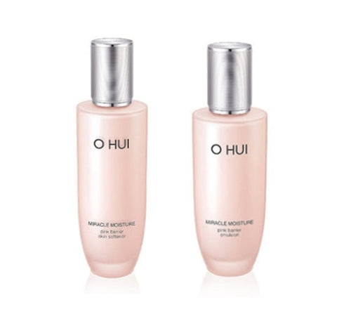 O HUI Miracle Moisture Pink Barrier Skin Softener + Emulsion Single Set (2 Items) from Korea