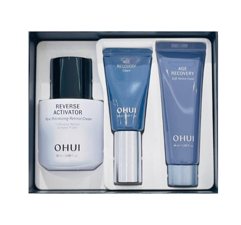 O HUI Reverse Activator Pore Minimizing Retinol Cream June 2024 Set (3 Items) from Korea