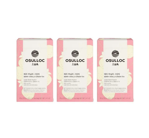 3 X OSULLOC Berry Vanilla Green Tea, 20 tea bags from Korea by OSULLOC