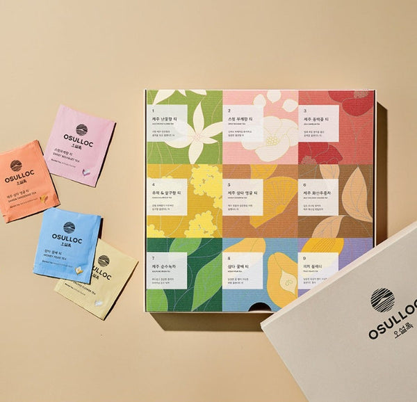 OSULLOC Blooming Tea Gift Set (9 Flavors x 5 Tea Bags) from Korea
