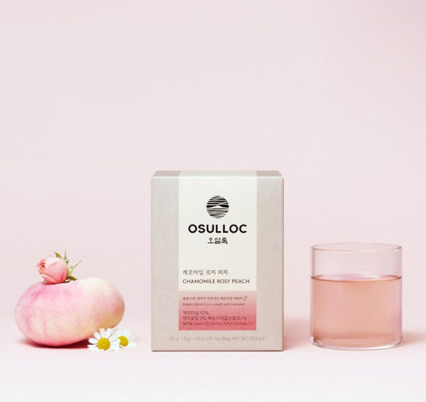 3 x OSULLOC Chamomile Rosy Peach, 10 Piramid Tea Bags from Korea
