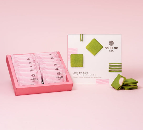 2 x OSULLOC Green Tea Strawberry Langue De Chat 90g (9g x 10ea) from Korea