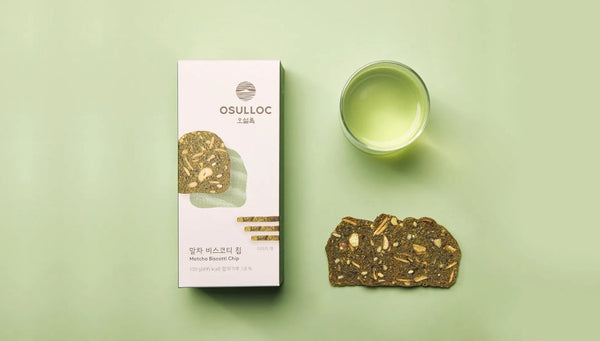 2 x OSULLOC Matcha Biscotti Chip 100g - Premium Green Tea Biscotti Snack from Korea